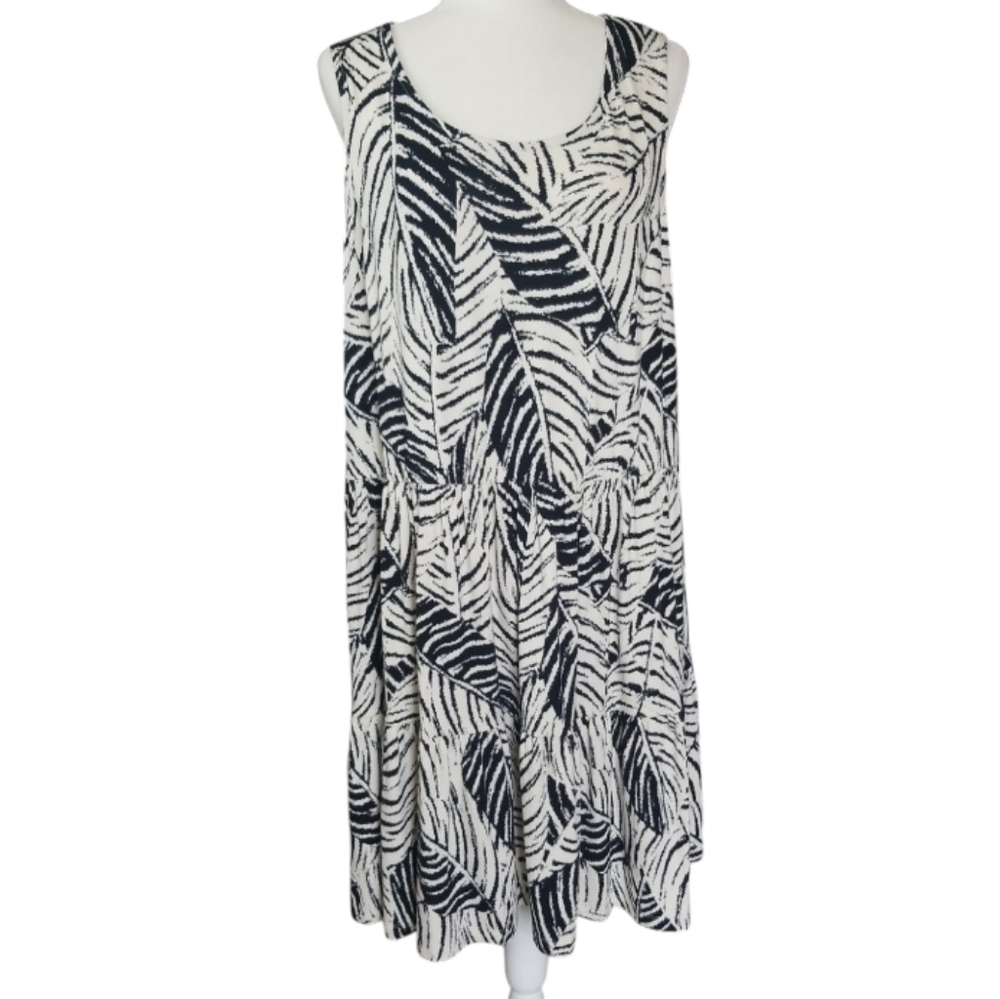 Rachel Zoe Black and White Tropical Print Dress Coverup - Picture 6 of 6